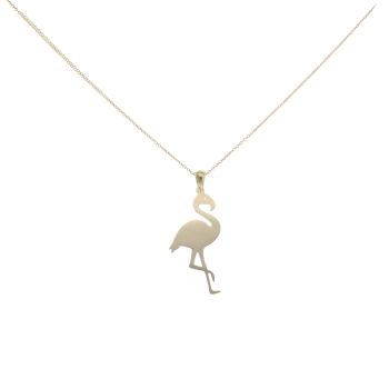 9ct Yellow Gold Flamingo Pendant And Chain 18"