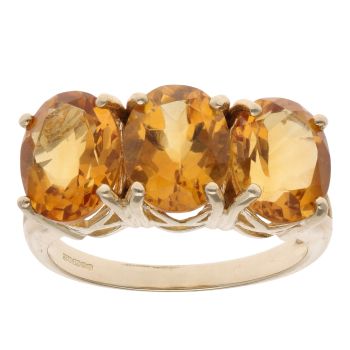 9ct Yellow Gold Citrine Three Stone Ring