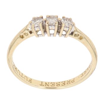 18ct Yellow Gold 0.30ct Brilliant Cut Diamond Trilogy Ring