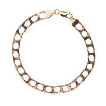 9ct Yellow Gold Square Link Curb Bracelet 8.5"