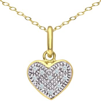 9ct Yellow Gold Diamond Heart Pendant Necklace