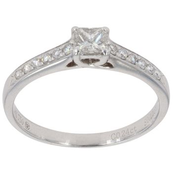 18ct White Gold 0.35ct Princess Cut Diamond Solitaire Ring