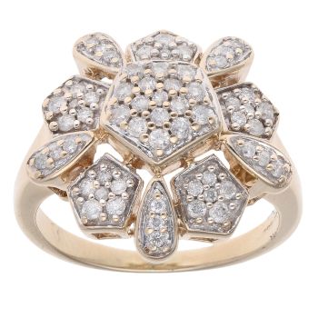9ct Yellow Gold 0.50ct Diamond Cluster Ring