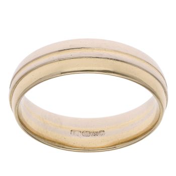 18ct Yellow and White Gold Patterned Wedding Band 5.97mm
