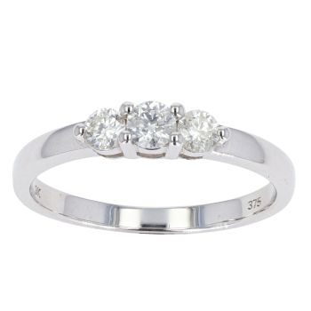 9ct White Gold 0.46ct Diamond Trilogy Ring by Anya Belle