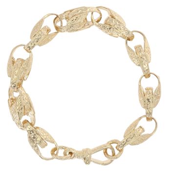 9ct Yellow Gold Patterned Tulip Bracelet 8.5"