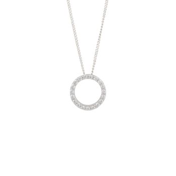 Sterling Silver Open Halo Cubic Zirconia Pendant
