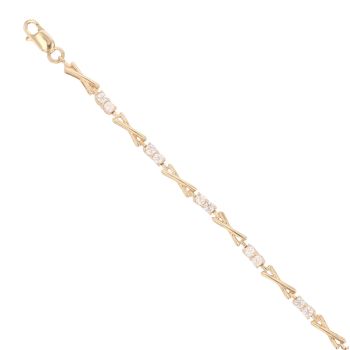 9ct Yellow Gold Cubic Zirconia Crossover Bracelet 7.5"