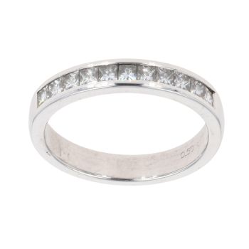 18ct White Gold 0.50ct Princess Cut Diamond Half Eternity Ring