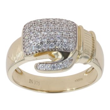 9ct Yellow Gold Cubic Zirconia Boxing Glove Ring