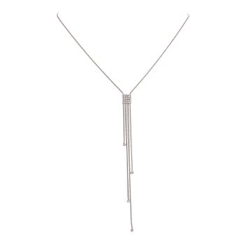 18ct White Gold 0.10ct Diamond Tassel Necklet 16"