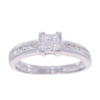 18ct White Gold 0.33ct Diamond Princess Cut Cluster Ring