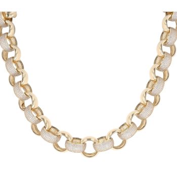 9ct Yellow Gold Cubic Zirconia Belcher Chain 24"