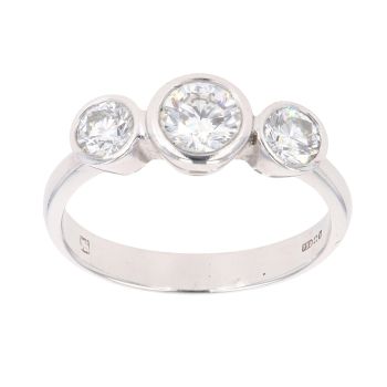 18ct White Gold 0.75ct Brilliant Cut Diamond Trilogy Ring
