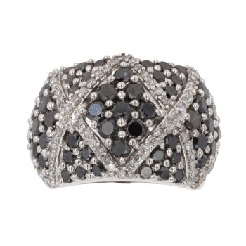 9ct White Gold 1.50ct Brilliant Cut Black And White Diamond Cluster Ring