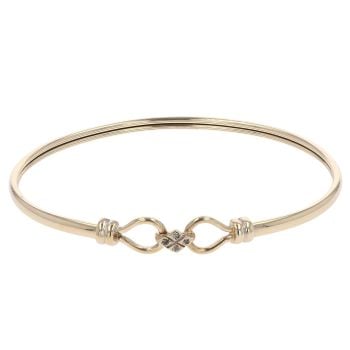 9ct Yellow Gold 0.05ct Diamond Hinged Bangle