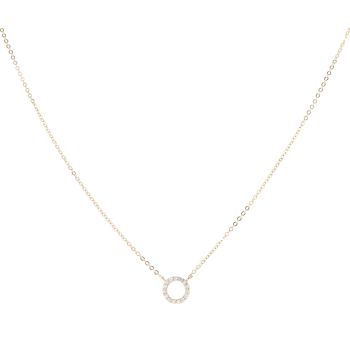 9ct Yellow Gold Cubic Zirconia Open Circle Pendant And Chain 18"