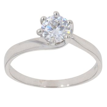 9ct White Gold Cubic Zirconia Single Stone Ring