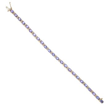 14ct Yellow Gold 1.00ct Brilliant Cut Diamond And Tanzanite Bracelet 7"