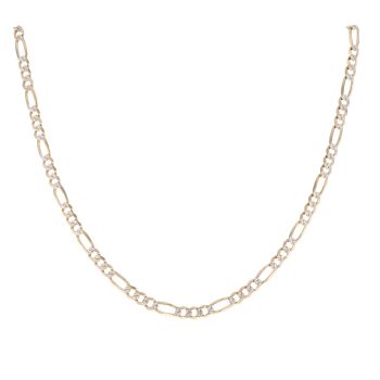 9ct Yellow And White Gold Diamond Cut Figaro Chain 22"