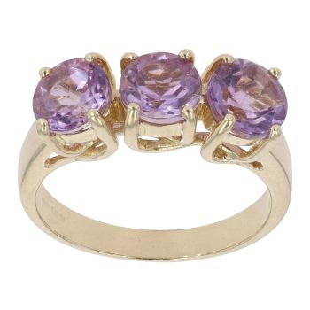 9ct Yellow Gold Amethyst Three Stone Ring
