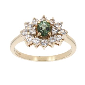 9ct Yellow Gold Andalusite And Cubic Zirconia Cluster Ring