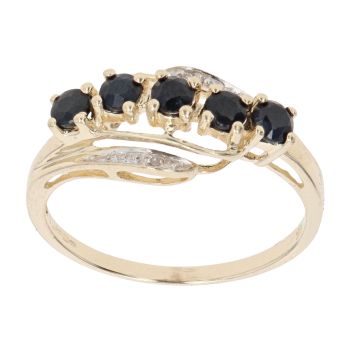 9ct Yellow And White Gold 0.02ct Diamond And Sapphire Ring