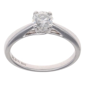 9ct White Gold 0.50ct Brilliant Cut Diamond Solitaire Ring
