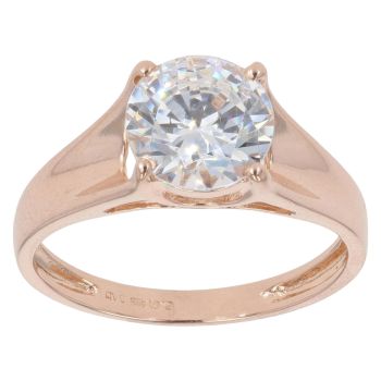 14ct Rose Gold Cubic Zirconia Single Stone Ring