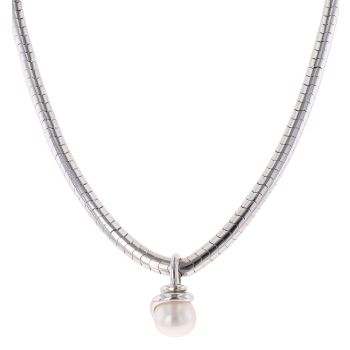 18ct White Gold Large Pearl Pendant and Chain 16"