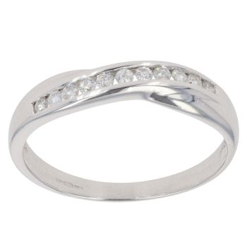 9ct White Gold 0.25ct Brilliant Cut Diamond Crossover Ring