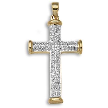 9 Carat Yellow Gold 10pts Diamond Cross