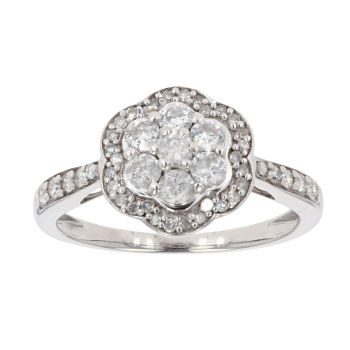 9ct White Gold 0.65ct Diamond Cluster Ring