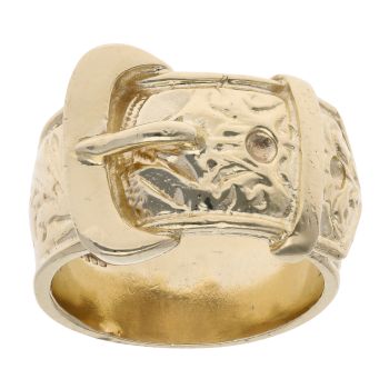 9ct Yellow Gold Patterned Buckle Ring