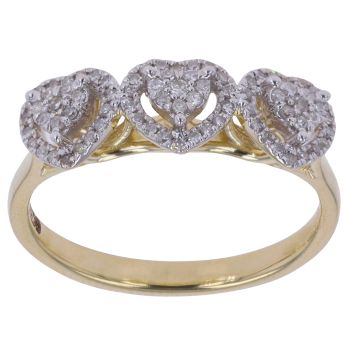 9ct Yellow Gold 0.35ct Brilliant Cut Diamond Heart Cluster Ring