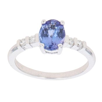 Platinum 0.10ct Diamond and Tanzanite Solitaire Ring