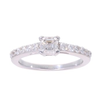 18ct White Gold 0.75ct Asscher Cut Diamond Solitaire Ring