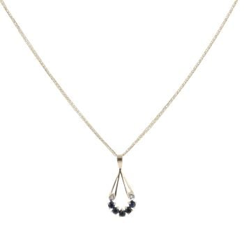 9ct Yellow Gold 0.01ct Diamond And Sapphire Pendant And Chain 18"