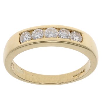18ct Yellow Gold 0.50ct Brilliant Cut Diamond Five Stone Ring