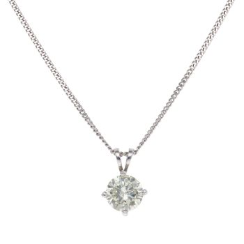 18ct White Gold 2.15ct Brilliant Cut Diamond Pendant And Chain 16"