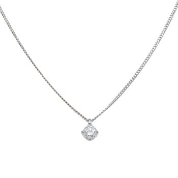 18ct White Gold 0.65ct Brilliant Cut Diamond Solitaire Pendant and Chain 18"