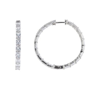 Silver Cubic Zirconia Hoop Earrings by Icesia