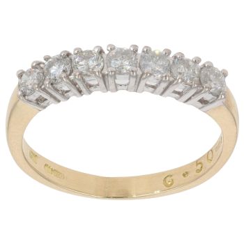 18ct Yellow Gold 0.50ct Brilliant Cut Diamond Half Eternity Ring