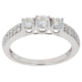 18ct White Gold 0.80ct Brilliant Cut Diamond Trilogy Ring