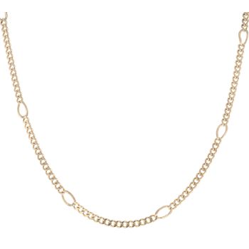 9ct Yellow Gold Curb Fancy Chain 18"