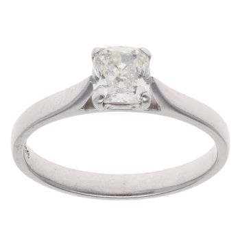18ct White Gold 0.70ct Cushion Cut Diamond Solitaire Ring