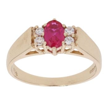 9ct Yellow Gold Ruby and Cubic Zirconia Dress Ring