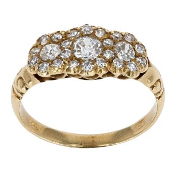 18ct Yellow Gold Diamond Triple Cluster Ring