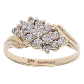 9ct Yellow Gold Cubic Zirconia Cluster Ring