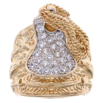 9ct Yellow Gold Cubic Zirconia Saddle Ring
